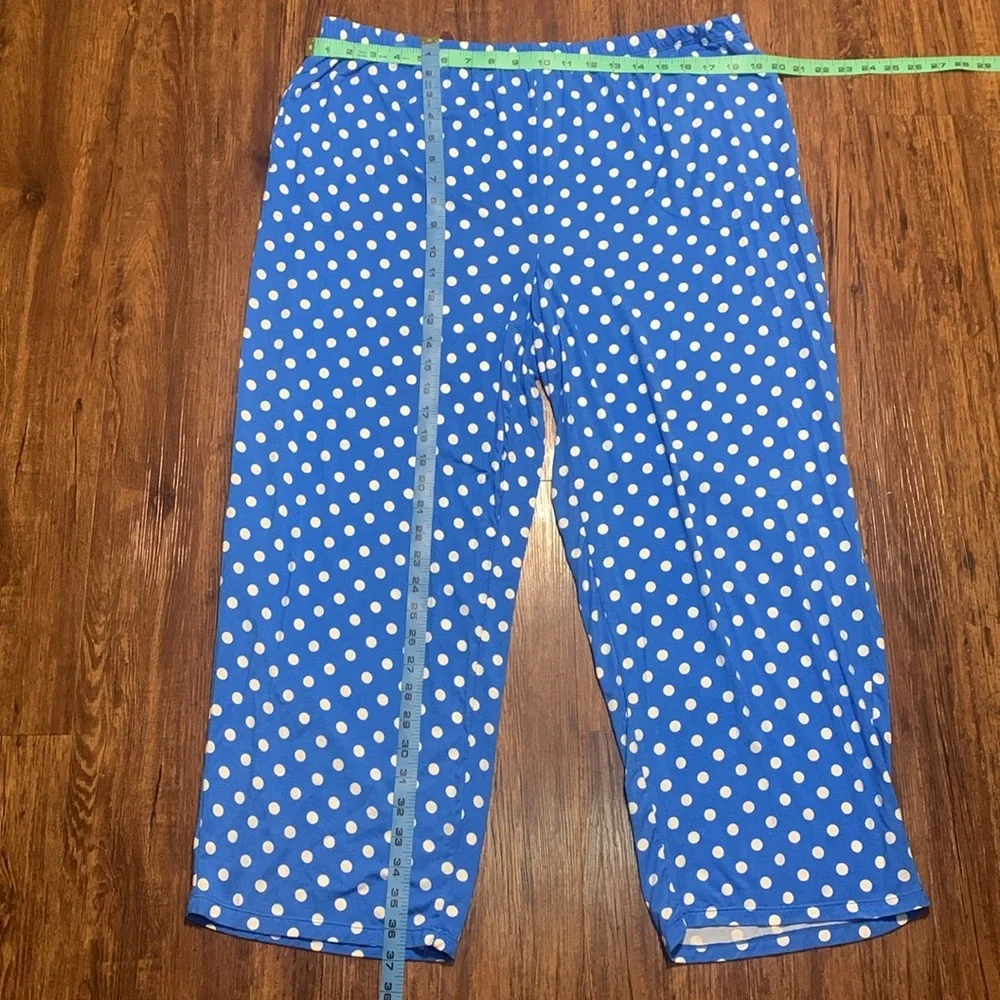 Kate Spade Pajamas 2-Piece Top Pants Set Sz 2X Blue White Polka Dot NWT